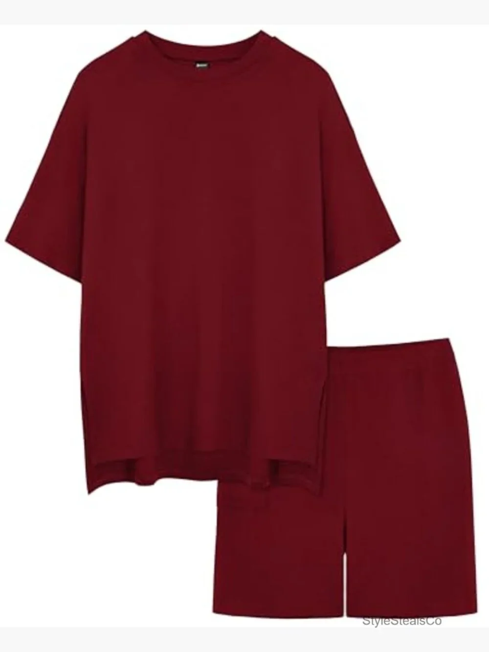 2 Piece Lounge Set Oversized Shirt Biker Shorts Matching Outfit